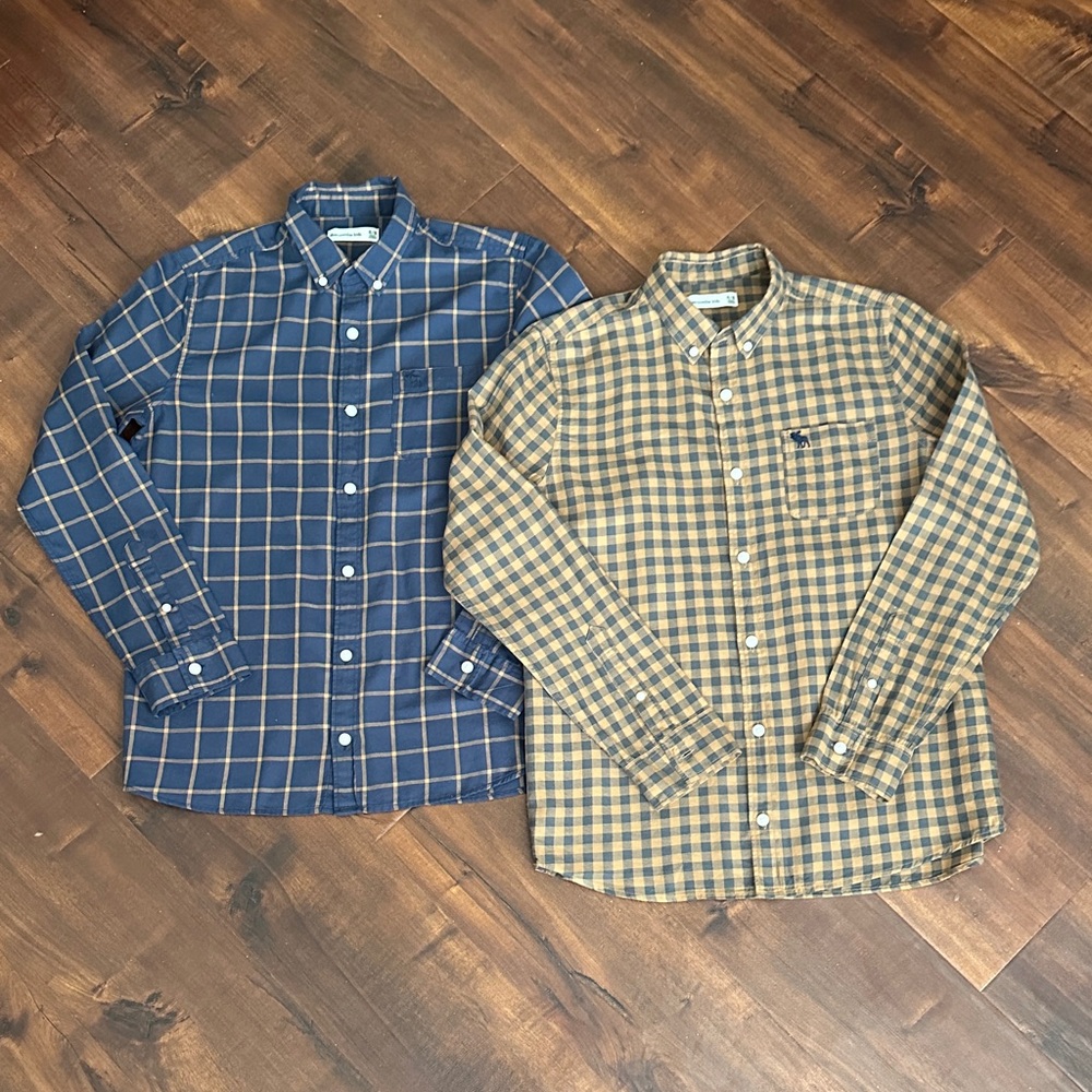 Abercrombie Kids Navy, Camel & Charcoal Plaid Shirts.  Boys size 15/16, EUC!